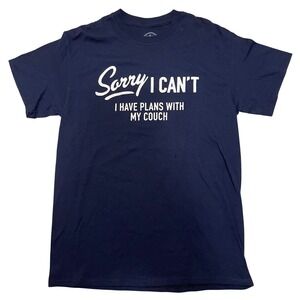 Mens‎ Blue Graphic Funny T Shirt Sorry I Can't Plans With My Couch Medium